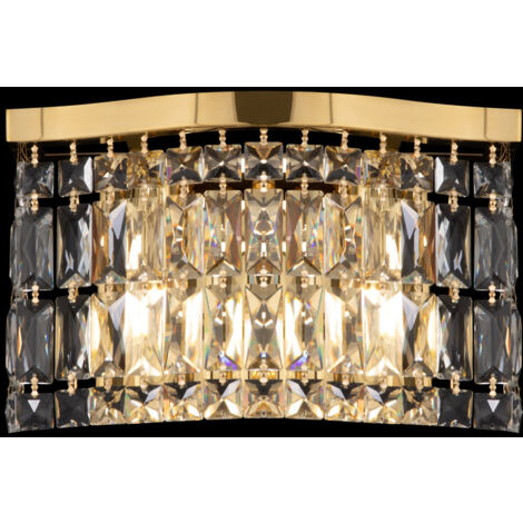 Lampada Da Parete Moderna A 2 Luci Nostalgia - Struttura In Metallro Nero E Oro Opaco Con Paralume In Vetro Bianco Per E14
