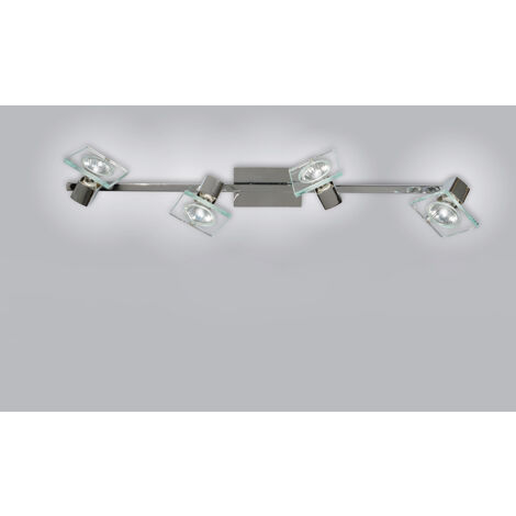 Applique Contemporanea Square Metallo Cromo Vetro Bianco Extrachiaro 4 Luci Gu10 (1/2)