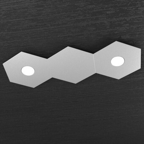 Plafoniera Moderna 3 Moduli Hexagon Metallo Grigio 2 Luci Led 12X2W (1/5)