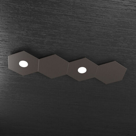 Plafoniera Moderna 4 Moduli Hexagon Metallo Marrone 2 Luci Led 12X2W (1/5)