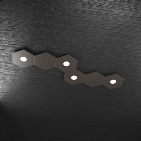 Plafoniera Moderna 6 Moduli Hexagon Metallo Marrone 4 Luci Led 12X4W (1/5)