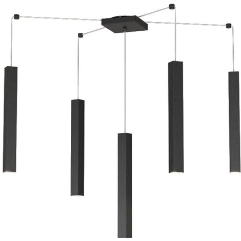 Sospensione Moderna Square Tube Metallo Nero 5 Luci Gu10 (1/4)