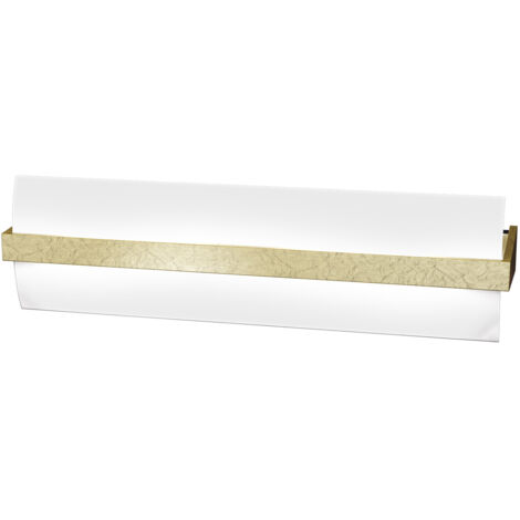 Applique Contemporanea Wood Metallo Foglia Oro Vetro Bianco 2 Luci E27 L50Cm