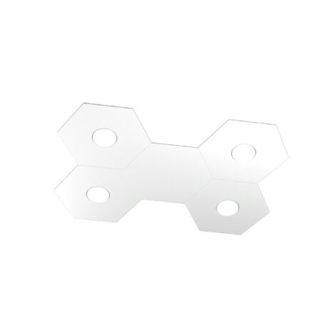 Plafoniera Moderna 5 Moduli Hexagon Metallo Bianco 4 Luci Led 12X4W (1/4)