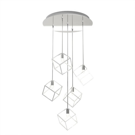 Sospensione Moderna Frame Metallo Cromo 5 Luci G9 (1/3)