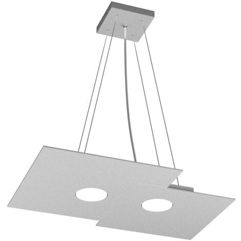 Sospensione Moderna Rettangolare Plate Metallo Grigio 2 Luci Gx53 (1/4)