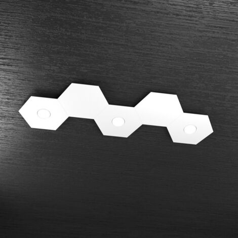 Plafoniera Moderna 5 Moduli Hexagon Metallo Bianco 3 Luci Led 12X3W (1/5)