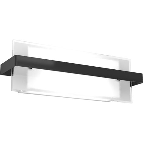 Applique Industrial-Minimal Cross Metallo Nero Vetro Bianco 2 Luci E27 44Cm (1/3)