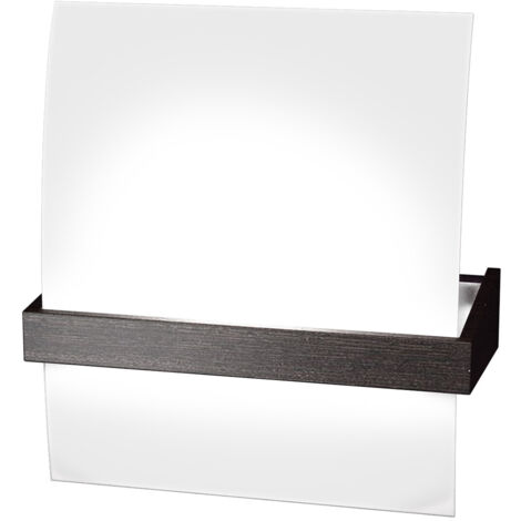Applique Contemporanea Wood Metallo Nerowengè Vetro Bianco 1 Luce E27
