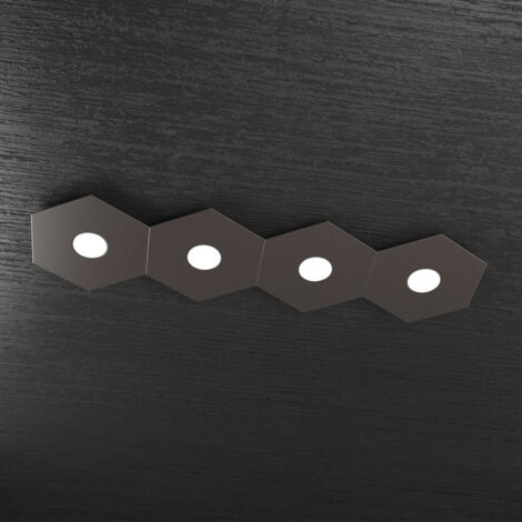 Plafoniera Moderna Hexagon Metallo Marrone 4 Luci Led 12X4W (1/5)