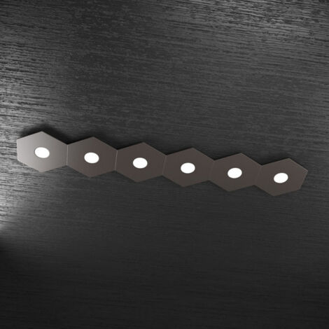 Plafoniera Industrial-Minimal Hexagon Metallo Marrone 6 Luci Led 12X6W (1/5)