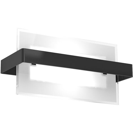 Applique Industrial-Minimal Cross Metallo Nero Vetro Bianco 2 Luci E27 29Cm (1/3)