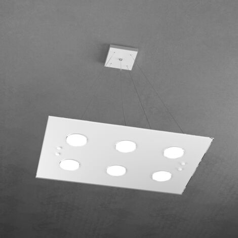 Sospensione Moderna Rettangolare Path Vetro Bianco 6 Luci Gx53 (1/3)