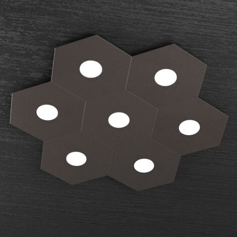 Plafoniera Moderna Hexagon Metallo Marrone 7 Luci Led 12X7W (1/3)