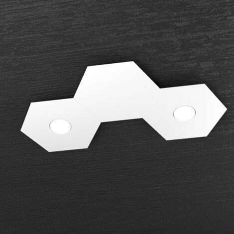 Plafoniera Moderna 3 Moduli Hexagon Metallo Bianco 2 Luci Led 12X2W (1/5)