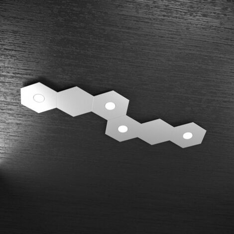 Plafoniera Moderna 6 Moduli Hexagon Metallo Grigio 4 Luci Led 12X4W (1/5)