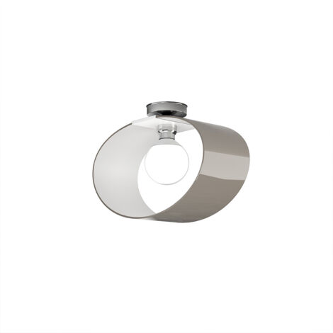 Plafoniera Moderna Lap Metallo Bianco E Vetro Tortora 1 Luce E27 42Cm (1/4)