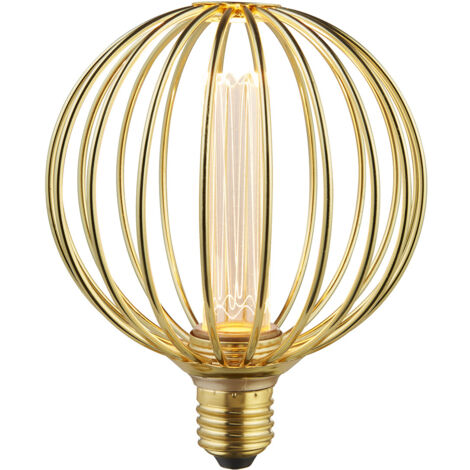 Lampadina Contemporanea Globo Acciaio Oro Vetro 1 Luce E27 3,5W 1800K