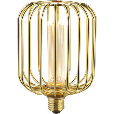 Lampadina Contemporanea Tamburo Acciaio Oro Vetro 1 Luce E27 3,5W 1800K