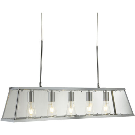 Lampadario Contemporaneo Viaggiatore Acciaio Cromo Vetro Trasparente 5 Luci E27 (1/4)