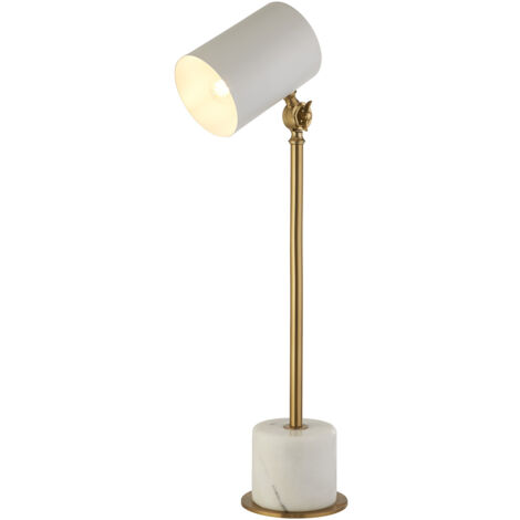 Lampada Da Scrivania Contemporanea Trave Acciaio Bianco Ottone 1 Luce E27