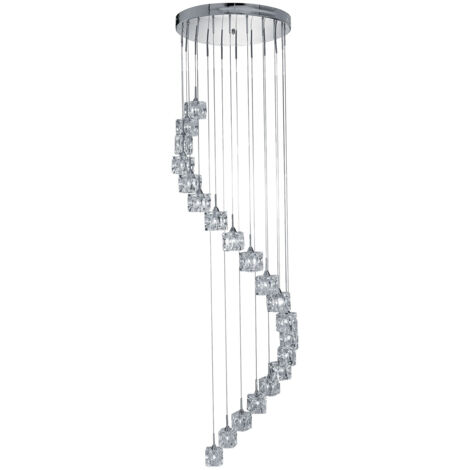 Searchlight Ice Cube - Pendente a grappolo a spirale a LED da 20 luci in vetro cromato (1/5)