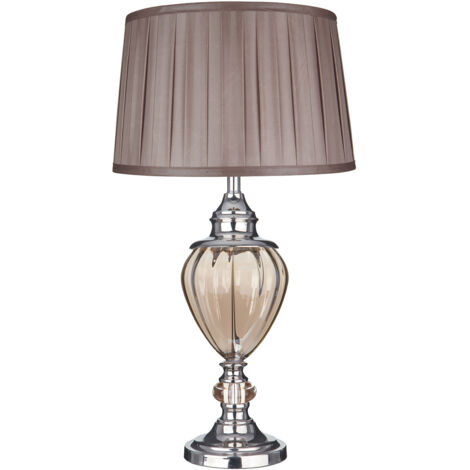 Lampada Da Scrivania Contemporanea Greyson Acciaio Cromo Vetro Ambra 1 Luce E27 (1/5)