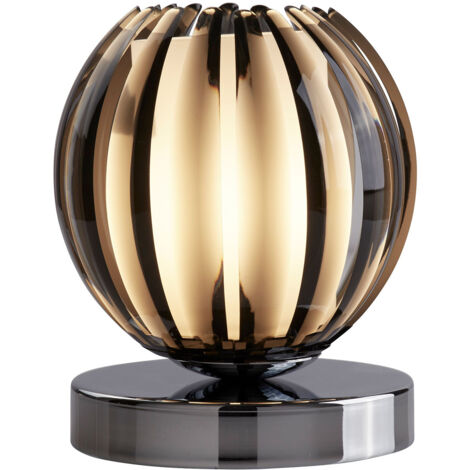 Abatjour contemporaneo in acciaio cromato e vetro fumè – Lampada da appoggio con 1 luce G9 – Sensore touch con 3 intensità luminose – Searchlight (1/5)