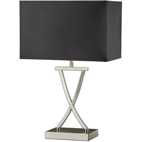 Lampada Da Scrivania Contemporanea Club Acciaio Argento Tessuto Nero 1 Luce E14