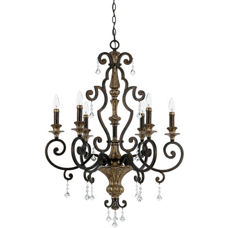 Elstead Marquette - Lampadario a 6 luci con finitura bronzo antico, attacco E14 (1/5)