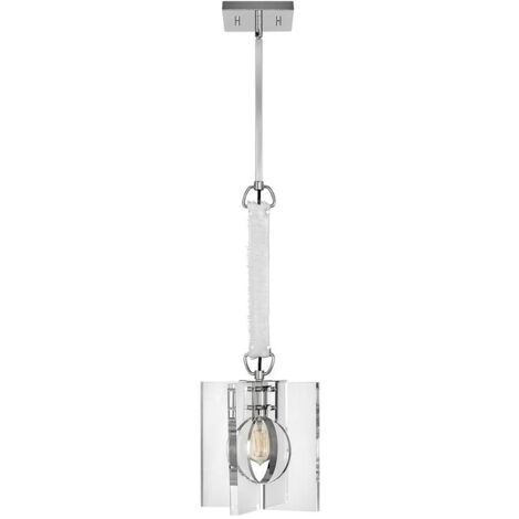 Sospensione Contemporanea Ludlow Acciaio Nichel Lucido Acrilico 1 Luce E27 (1/4)