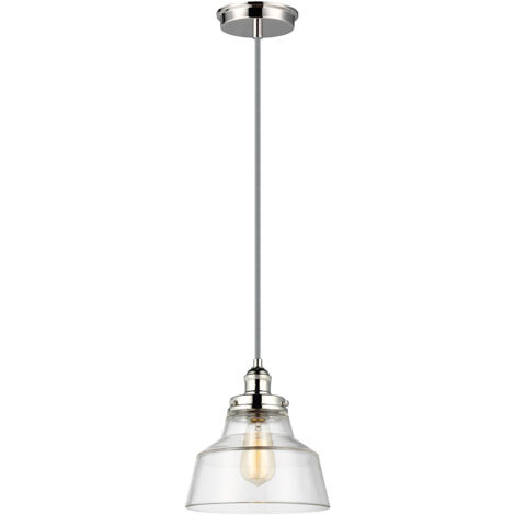 Elstead Baskin - Sospensione a soffitto a cupola a 1 luce Nichel lucido, E27 (1/4)