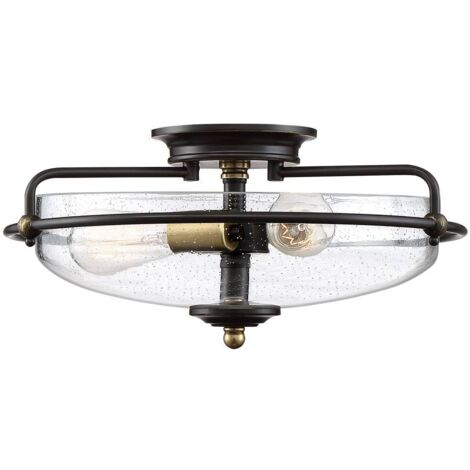 Elstead Quoizel Griffin Ciotola Plafoniera semi-incasso Bronzo palladiano con accenti in ottone stagionato (1/5)