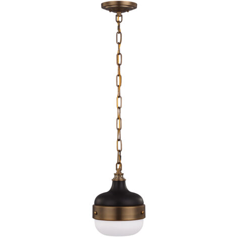 Elstead Cadence - Mini sospensione a soffitto a 1 luce a cupola in ottone antico, nero, E27 (1/4)