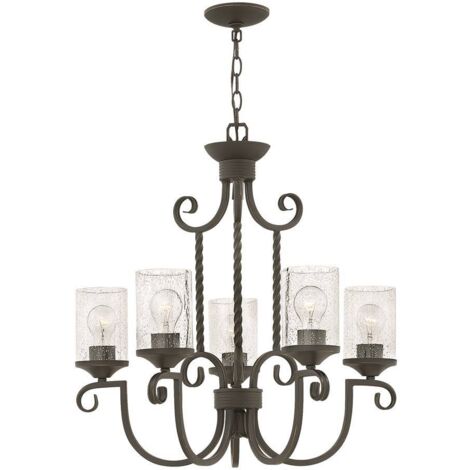 Lampadario E27 Stile Industriale 5 Luci – Ferro Metallico, Vintage, Soffitto, 70x40 Cm (Lampadine Escluse)