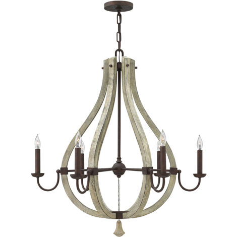 Elstead Middlefield - Lampadario a 6 luci in ferro con finitura ruggine, attacco E14 (1/4)
