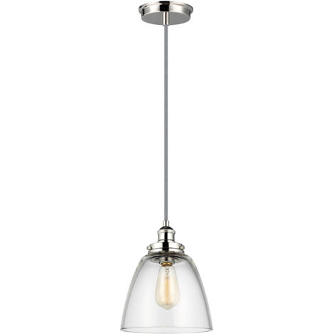 Sospensione Contemporanea Baskin Vetro Nichel Lucido 1 Luce E27 D22,8Cm (1/5)