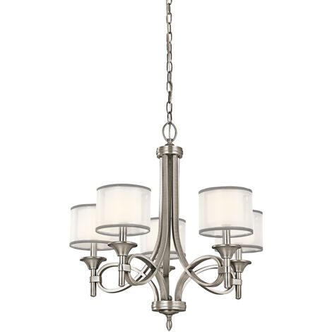 Lampadario Elstead Lacey a 5 luci, peltro antico, E14 (1/5)