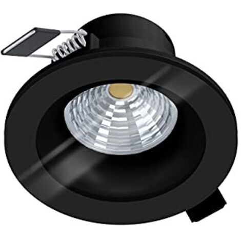 EGLO Led faretto da incasso Salabate, spot Led dimmerabile in alluminio e vetro, luce Led da incasso in nero, trasparente, faretto Led da incasso bagno, bianco neutro, IP44, Ø 8,8 cm