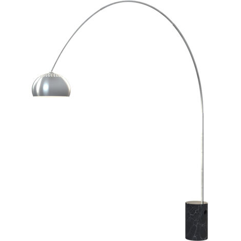 Piantana Contemporanea Turning Marmo Nero Cilindro Metallo Cromo 1 Luce E27