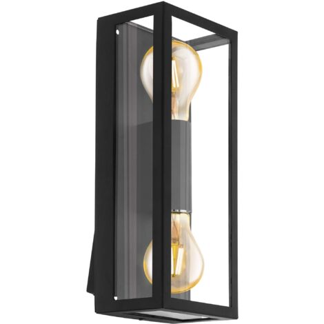 Applique Esterno Contemporanea Alamonte 1 Acciaio Nero 2 Luci E27