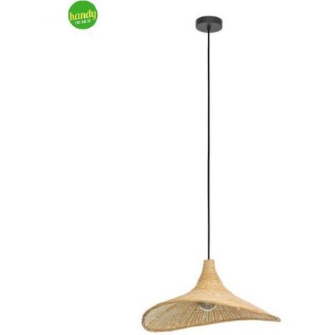 Lampada Sospesa Haxey Eglo 1xE27 Nero Legno Naturale (1/4)