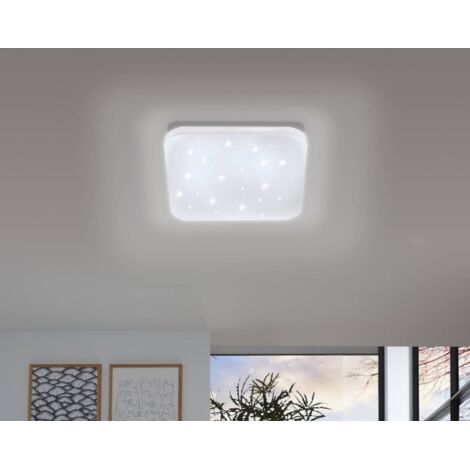 Lampada Da Parete/soffitto EGLO Giron-S – LED Integrato, Bianco, 28x28x7 Cm. Design Moderno Con Effetto Cristallo Per Interni!