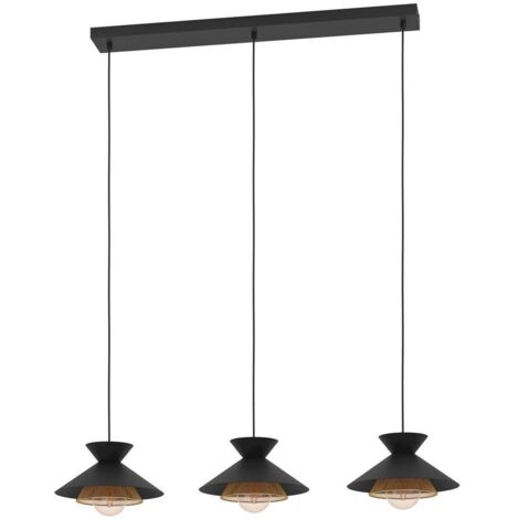 Lampadario A Sospensione Vintage Grizedale Acciaio Nero Ottone 3 Luci E27 (1/2)