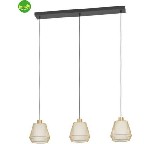 Lampadario A Sospensione Moderno Ciudadela Acciaio Nero Ottone 3 Luci E27 (1/5)
