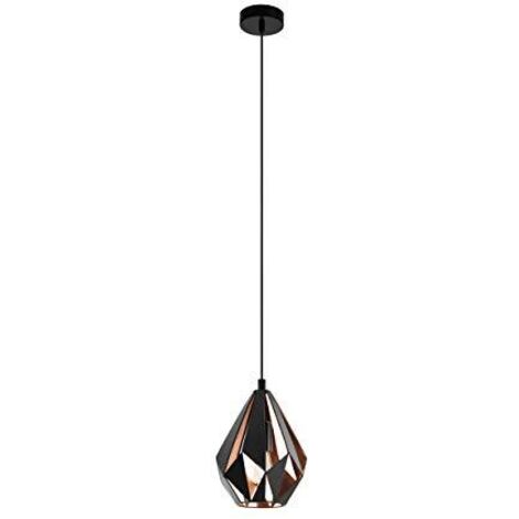 Lampadario A Sospensione Vintage Carlton 1 Piccolo Acciaio Nero Rame 1 Luce E27 (1/3)