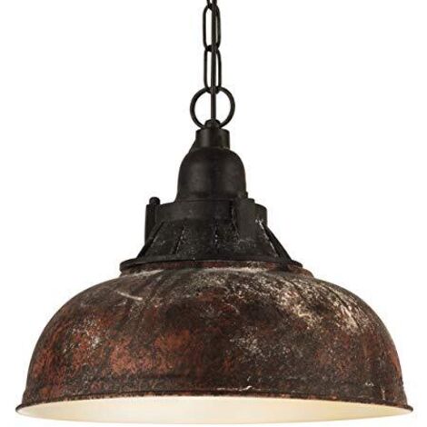 Lampadario A Sospensione Vintage Grantham 1 Acciaio Marrone Antico 1 Luce E27 (1/4)