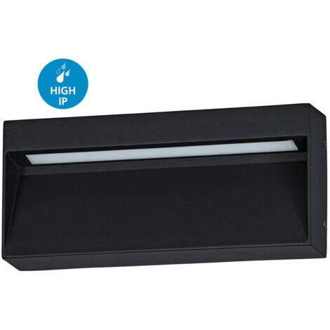 Applique Rettangolare Esterno Maruggio Alluminio Nero E Policarbonato Trasp Led (1/5)