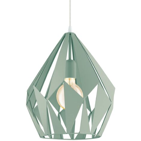 Lampadario A Sospensione Vintage Carlton-P Acciaio Verde Chiaro 1 Luce E27 (1/5)