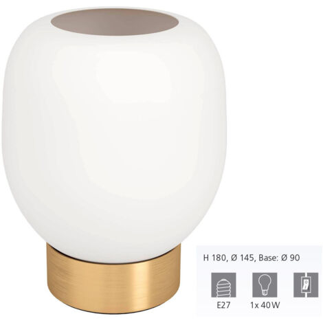 Lampada da Tavolo Manzanares Eglo 1xE27 Ottone Spazzolato Bianco
